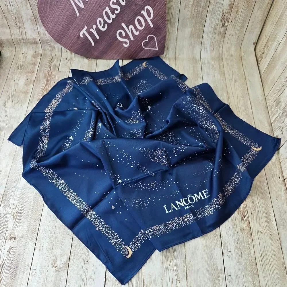 Women's Lancome Scarf Blue Gold NWOT